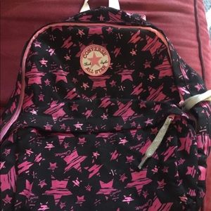 Pink and black converse backpack